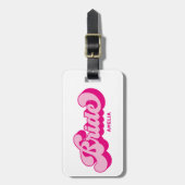 Retro Style Hot Pink Bride Bachelorette Wochenende Gepäckanhänger (Vorderseite vertikal)
