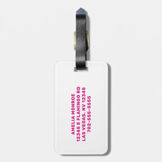 Retro Style Hot Pink Bride Bachelorette Wochenende Gepäckanhänger (Rückseite vertikal)