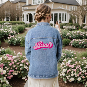 Retro Style Hot Pink Bride Bachelorette Wochenende Jeansjacke