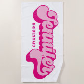 Retro Style Hot Pink Bridge Individuelle Name Strandtuch (Vorderseite)