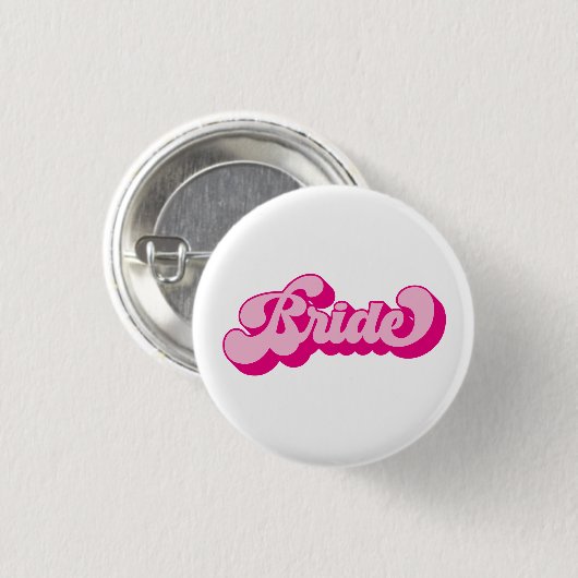 Retro Style Hot Pink Bridge Junggeselinnen-Abschie Button (Vorne & Hinten)