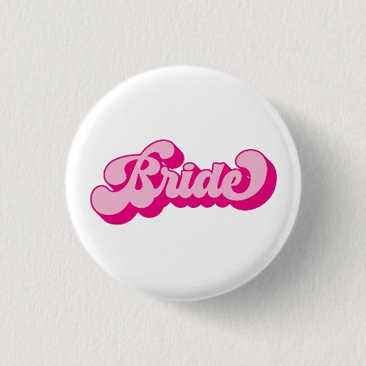Retro Style Hot Pink Bridge Junggeselinnen-Abschie Button (Vorderseite)