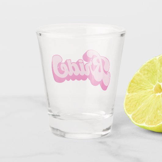 Retro Style Hot Pink Bridge Junggeselinnen-Abschie Schnapsglas (Rückseite)