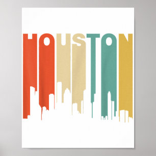 Retro-Style-Houston-Texas-Skyline aus den 1970er J Poster