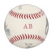 Retro Style Humorous Monogram Elephant Lover Baseball (Vorderseite)