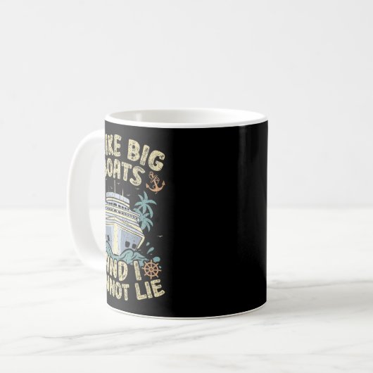 Retro Style I Like Big Boats And I Cannot Lie Crui Kaffeetasse (Vorderseite Links)