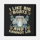 Retro Style I Like Big Boats And I Cannot Lie Crui Magnet (Vorne)
