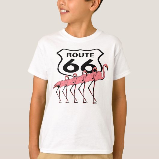 Retro Style Iconic Route 66 Road Trip & Flamingos T-Shirt (Vorderseite)