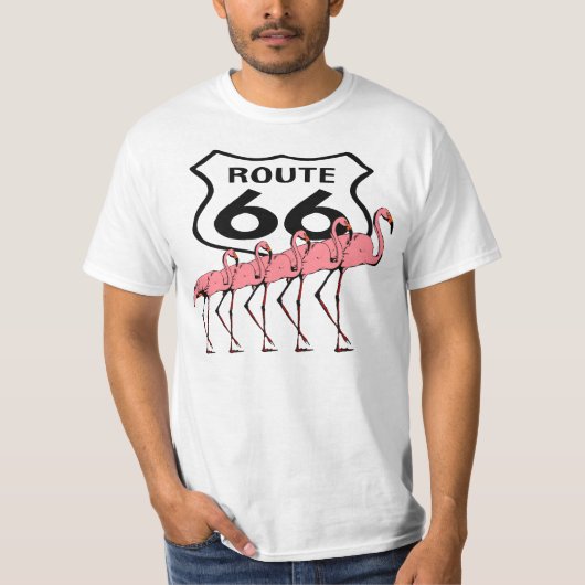 Retro Style Iconic Route 66 Road Trip & Flamingos T-Shirt (Vorderseite)