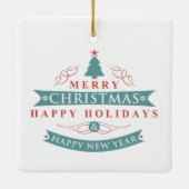 Retro Style Instant Foto Weihnachten Keramikornament (Rückseite)