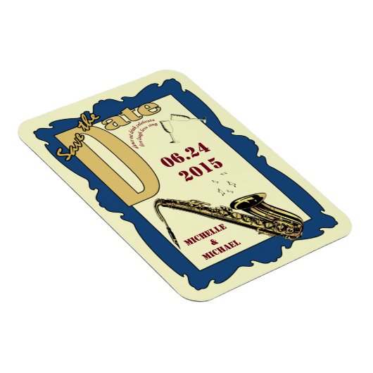 Retro Style Jazz Save the Date Magnet (Rechte Seite)