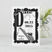 Retro Style Jazz Save the Date Schwarz-weiß 2 (Stehend Vorderseite)