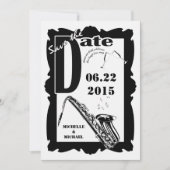 Retro Style Jazz Save the Date Schwarz-weiß 2 Einladung (Vorderseite)