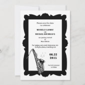 Retro Style Jazz Save the Date Schwarz-weiß 2 Einladung (Rückseite)