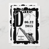 Retro Style Jazz Save the Date Schwarz-weiß 2 Einladung (Vorne/Hinten)