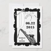 Retro Style Jazz Save the Date Schwarz-weiß Einladung (Vorderseite)