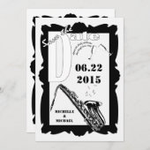 Retro Style Jazz Save the Date Schwarz-weiß Einladung (Vorne/Hinten)