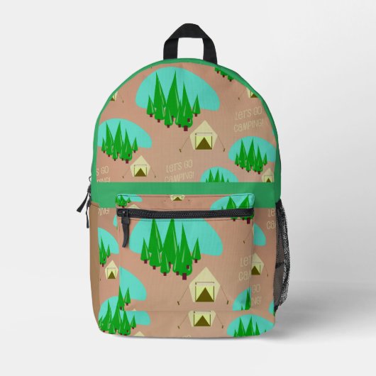 Retro Style Kitschy Camping Illustration Muster Bedruckter Rucksack (Vorderseite)