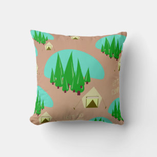 Retro Style Kitschy Camping Illustration Muster Kissen