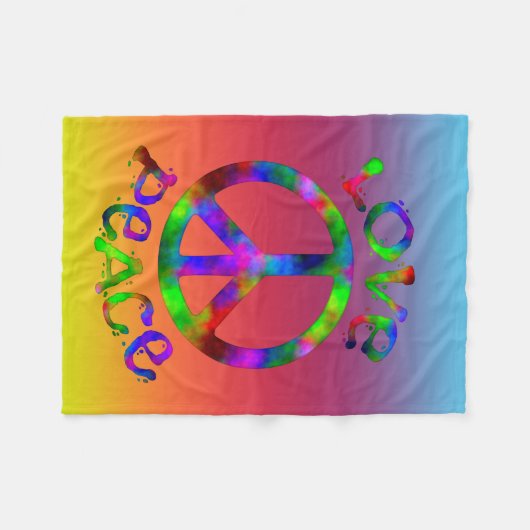 Retro Style Krawatte - Frieden und Liebe Fleecedecke (Vorderseite (Horizontal))