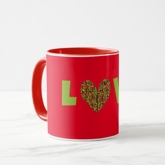 Retro Style LIEBE and Heart Tasse Cup (Vorderseite Links)