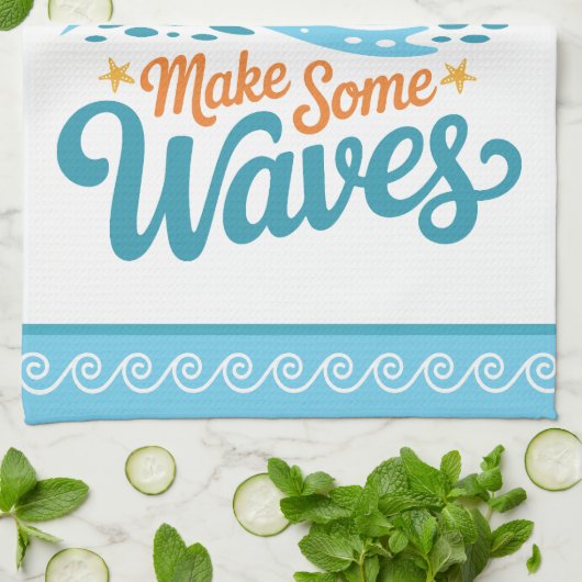 Retro Style Life’s a Beach Customizable Geschirrtuch (Gefaltet)