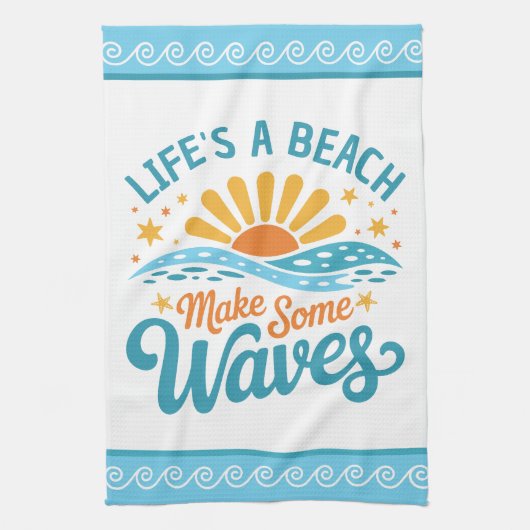 Retro Style Life’s a Beach Customizable Geschirrtuch (Vertikal)
