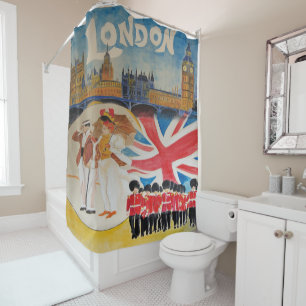 Retro Style London England Duschvorhang