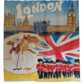 Retro Style London England Duschvorhang (Vorderseite)