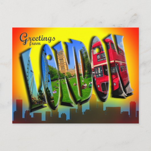Retro Style London Postcard Postkarte (Vorderseite)