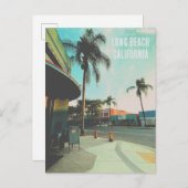 Retro Style Long Beach California Einladungspostkarte (Vorne/Hinten)
