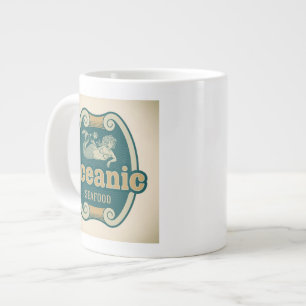 Retro-style Meerjungfrau Meeresfrüchte Etikett Jumbo-Tasse