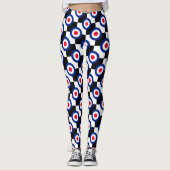 Retro Style Mod Roundels Schachbretter Decke auf Leggings (Vorderseite)