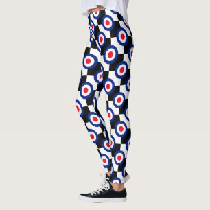 Retro Style Mod Roundels Schachbretter Decke auf Leggings