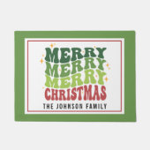 Retro Style Monogram Frohe Weihnachten Fußmatte (Vorderseite)