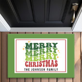 Retro Style Monogram Frohe Weihnachten Fußmatte