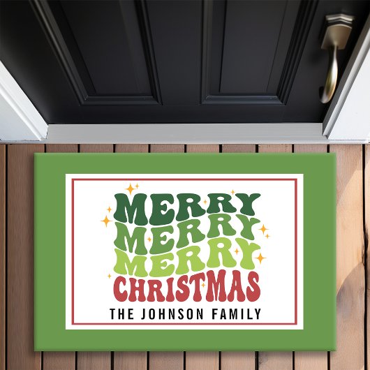 Retro Style Monogram Frohe Weihnachten Fußmatte