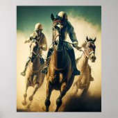 Retro Style Moody Horse Racing Jockey Poster (Vorne)