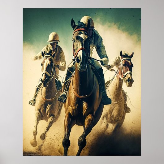 Retro Style Moody Horse Racing Jockey Poster (Vorne)