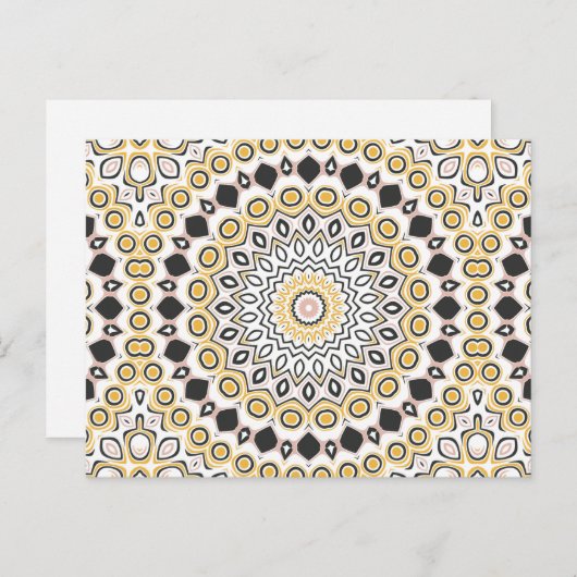 Retro Style Mustard Yellow und Black Medallion Postkarte (Vorne/Hinten)