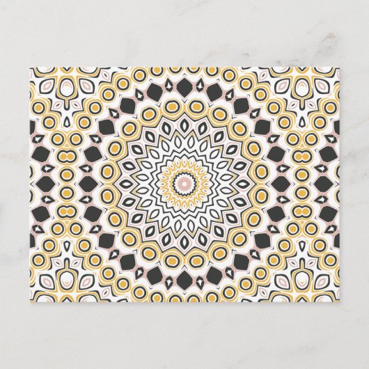 Retro Style Mustard Yellow und Black Medallion Postkarte (Vorderseite)