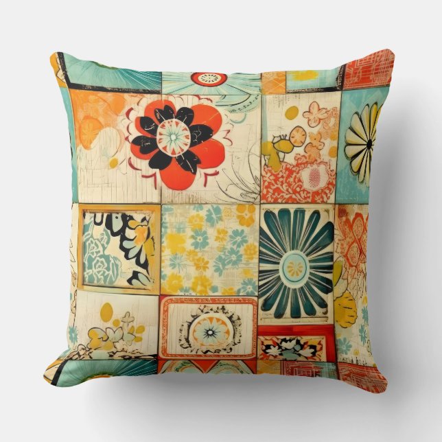 Retro Style Nahtloses Kissen (Vorderseite)