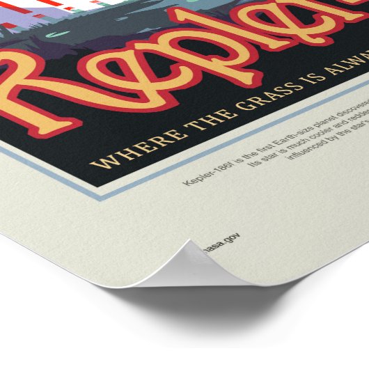 Retro Style NASA Travel Poster - Kepler 186f Tour (Ecke)