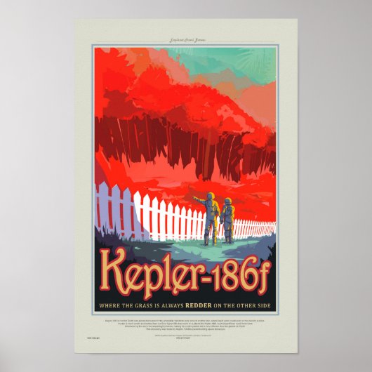 Retro Style NASA Travel Poster - Kepler 186f Tour (Vorne)
