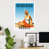 Retro Style Navagio Beach Griechenland Poster (Heimbüro)