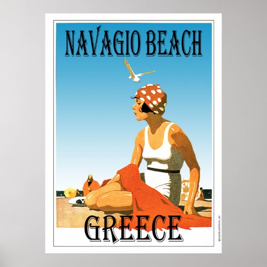 Retro Style Navagio Beach Griechenland Poster (Vorne)