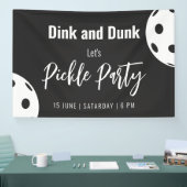 Retro Style Neon Black Themed Pickleball Geburtsta Banner (Messe)