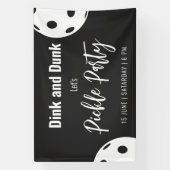 Retro Style Neon Black Themed Pickleball Geburtsta Banner (Vertikal)