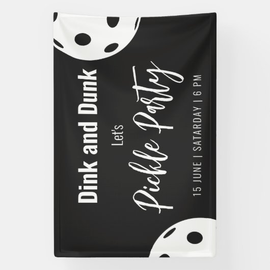 Retro Style Neon Black Themed Pickleball Geburtsta Banner (Vertikal)