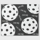 Retro Style Neon Black Themed Pickleball Geburtsta Geschenkpapier (Flach)